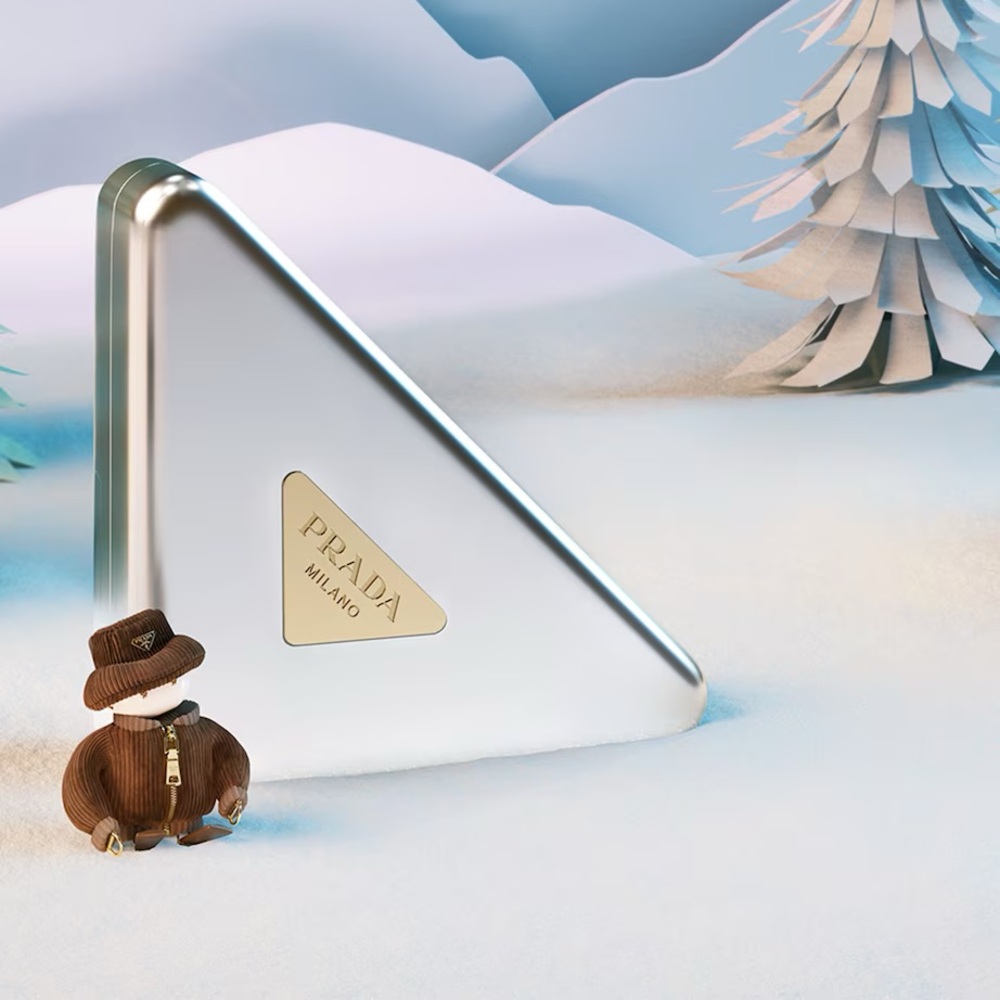 Prada Triangle Metal Clutch